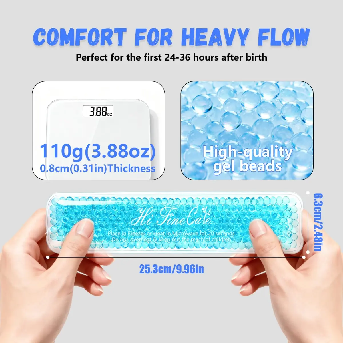HI FINE CARE Perineal Cooling Pad with 2 Ice Packs & 3 Covers | Flexible Gel Bead Therapy for Postpartum Recovery - view 6