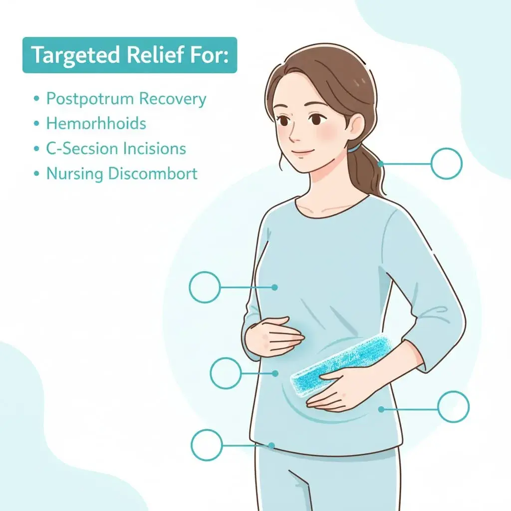 HI FINE CARE Perineal Cooling Pad with 2 Ice Packs & 3 Covers | Flexible Gel Bead Therapy for Postpartum Recovery - view 7