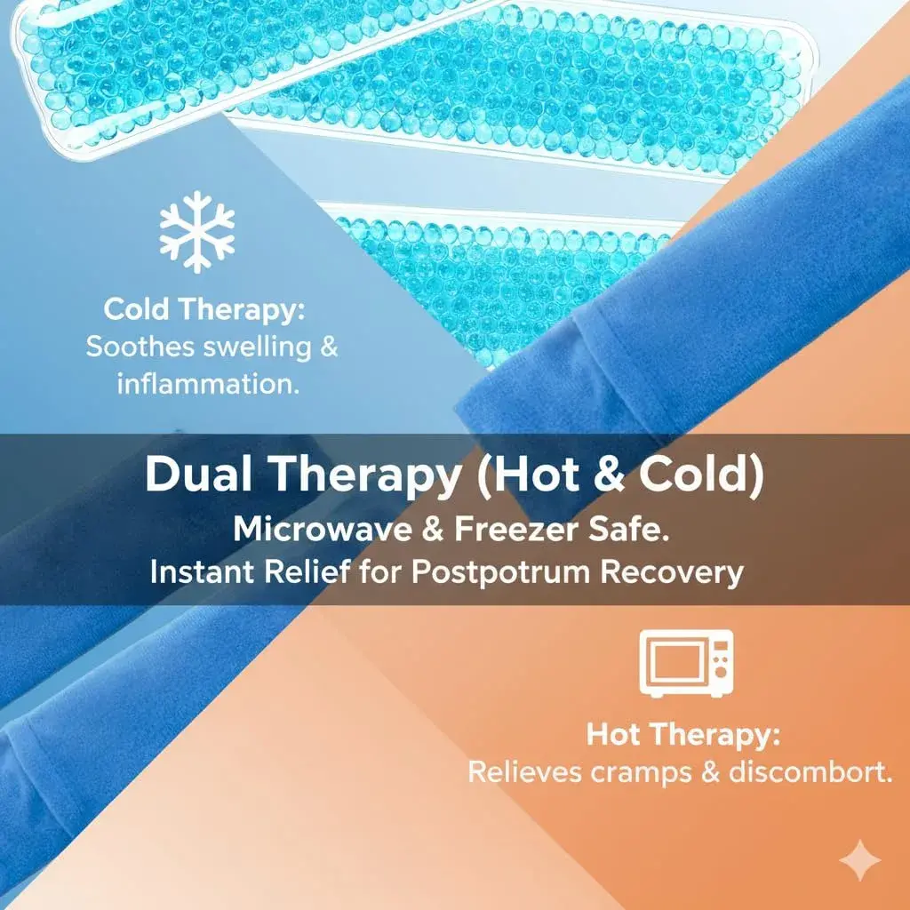 HI FINE CARE Perineal Cooling Pad with 2 Ice Packs & 3 Covers | Flexible Gel Bead Therapy for Postpartum Recovery - view 2