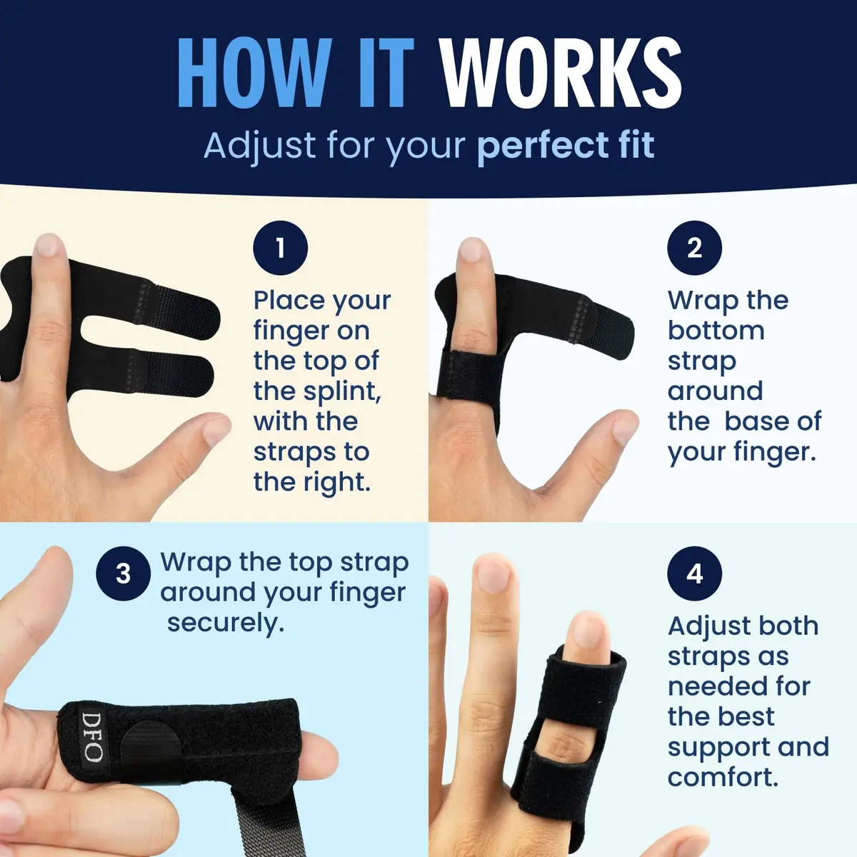 Dr. Frederick's Original Trigger Finger Splints Regular Black 2 ct | Supports Finger Pain & Stiffness - view 5