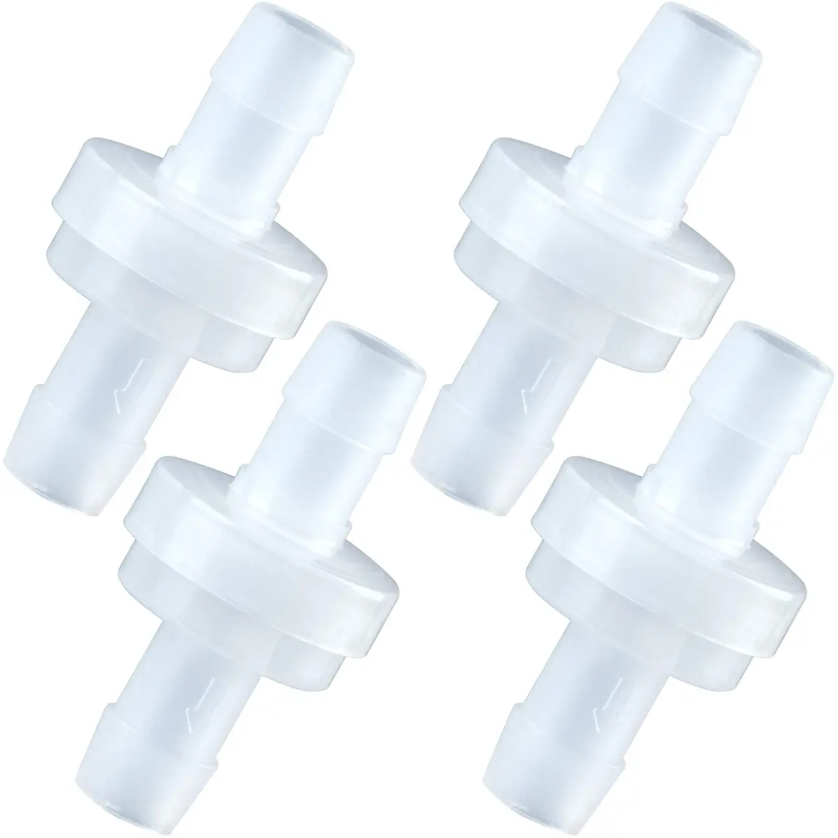 PAGOW 8mm PVDF One-Way Check Valve 4-Pack | Medical Grade Material for Fuel Gas Liquid Air - main product image