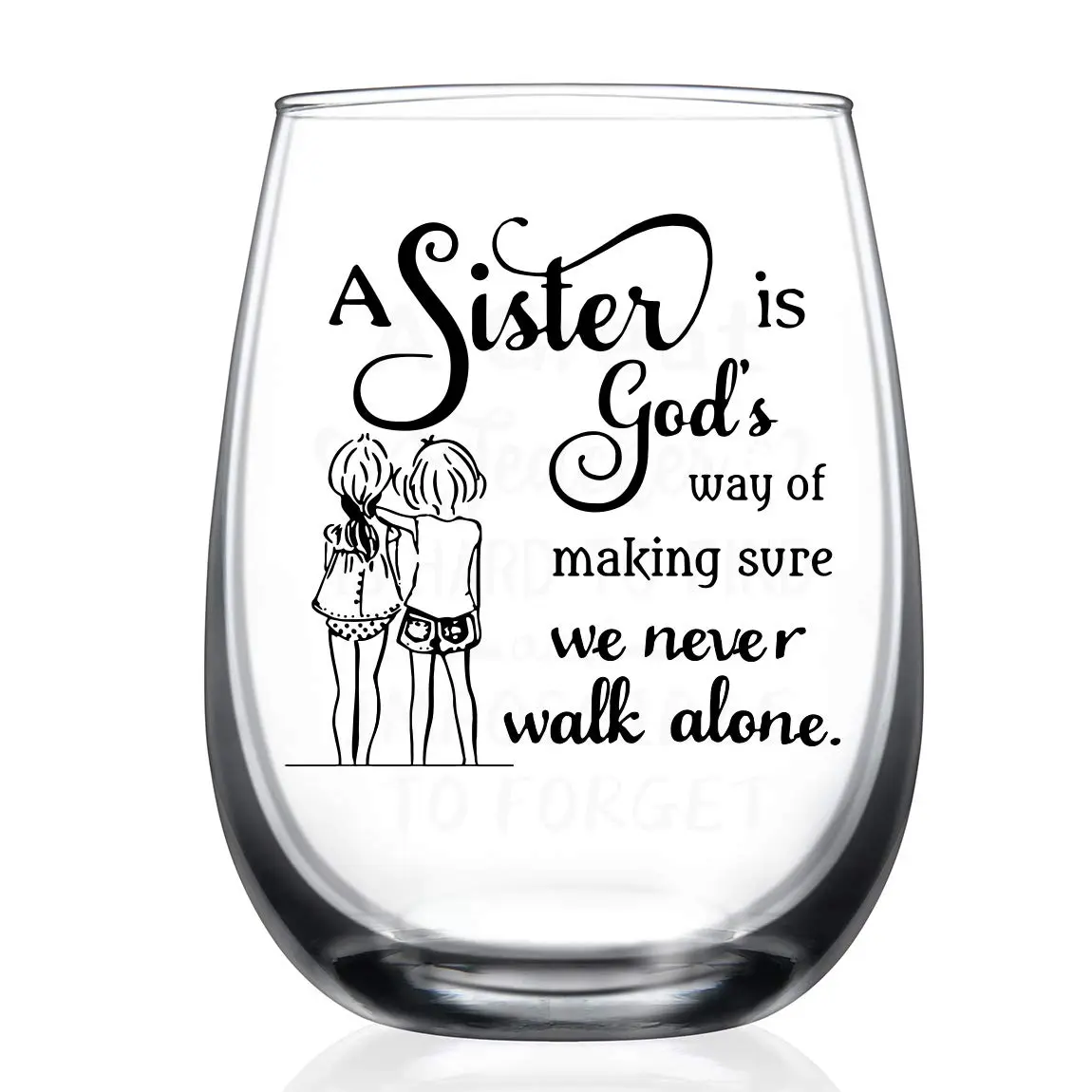 HAYOOU Sister Gifts from Sister -15oz Wine Glass, Mother's Day, Christmas Birthday Gifts for Sisters -A Sister's God Way of Making Sure We Never Walk Alone - main product image