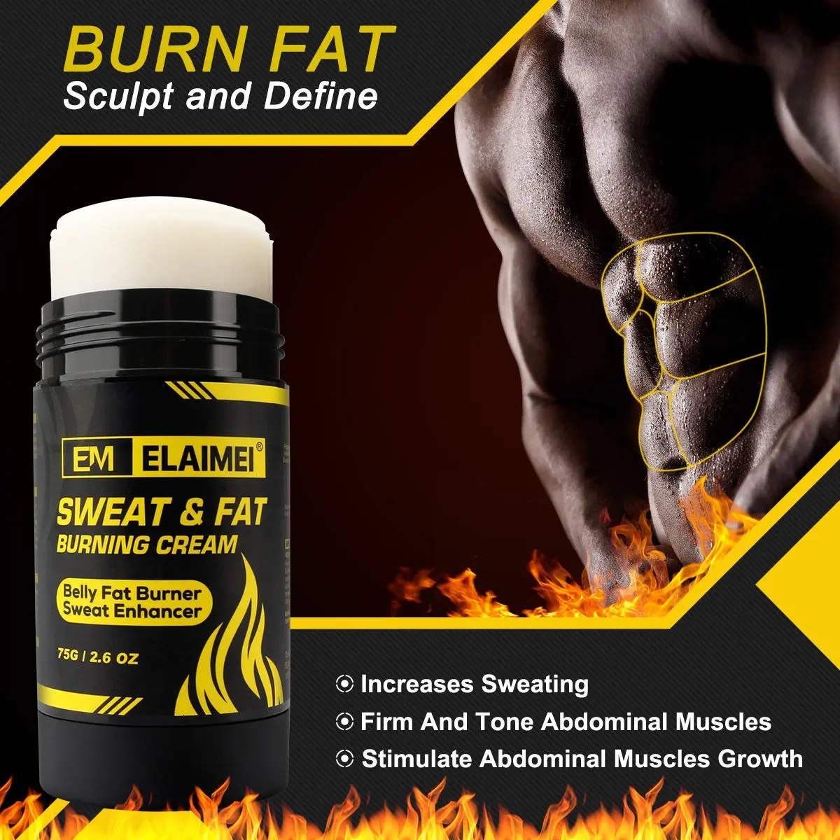 ELAIMEI Fat Burning Sweat Cream | Weight Loss Hot Gel for Belly & Body | Deep Tissue Massage & Muscle Relief (1 pack) - view 2