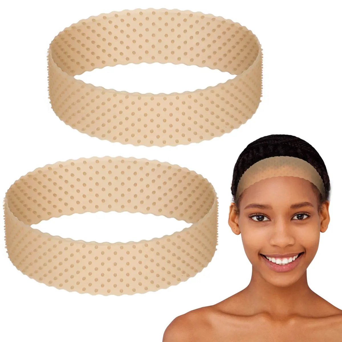 WILLBOND Silicone Wig Grip Band No Slip Elastic, M; Light Brown | Secure & Comfortable Wig Hold - main product image