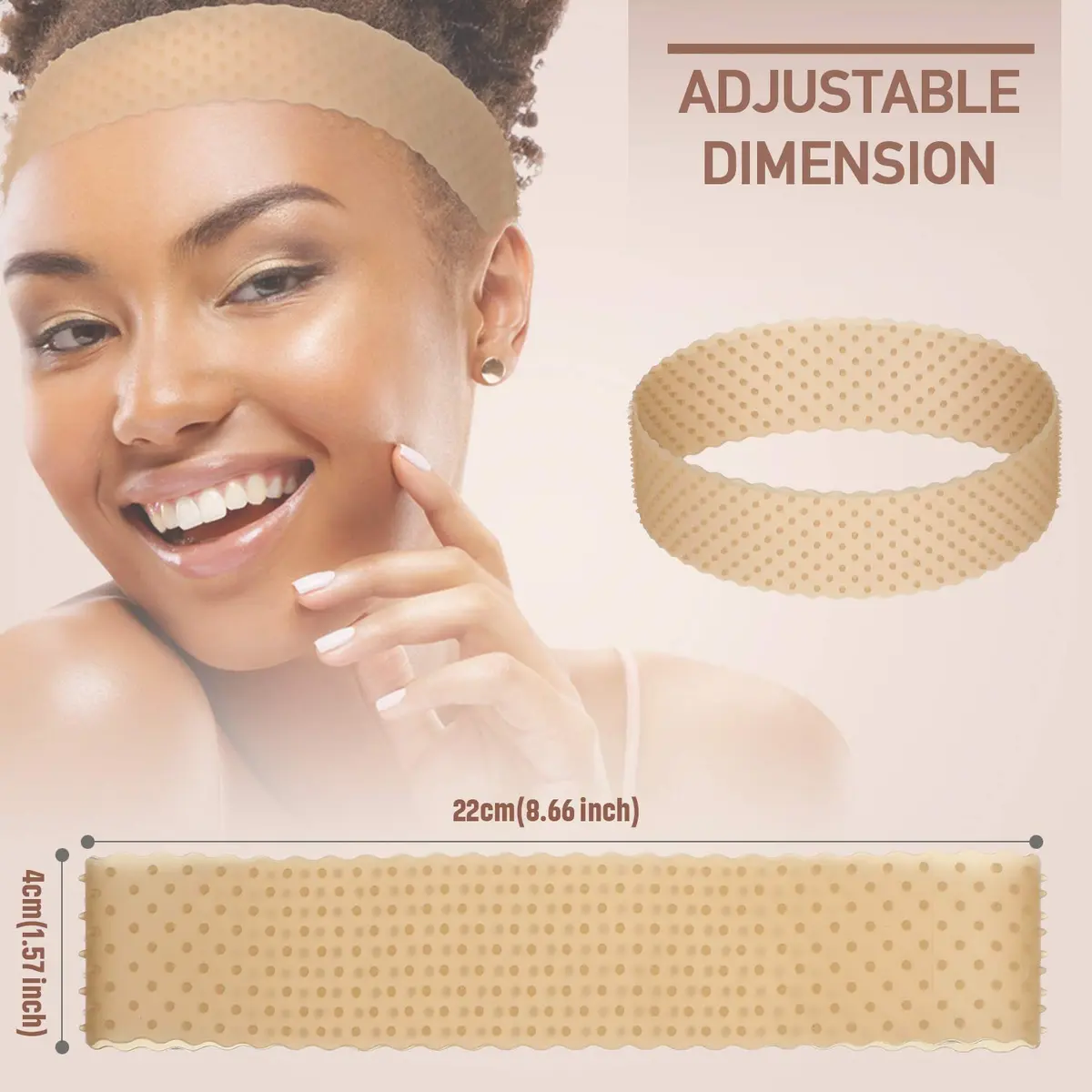 WILLBOND Silicone Wig Grip Band No Slip Elastic, M; Light Brown | Secure & Comfortable Wig Hold - view 3