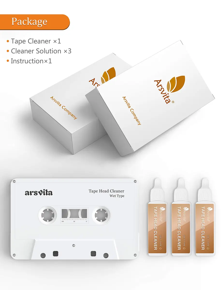Arsvita Audio Cassette Head Cleaner Kit with 3 Solutions | Reusable Tape Cleaner for Home, Car, Portable Players - view 5