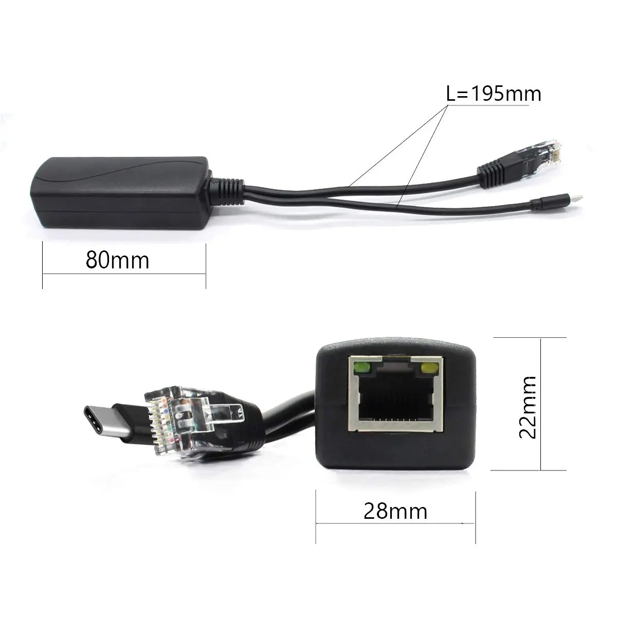 ANVISION 5V PoE Splitter, USB Type C, 48V to 5V 2.4A, IEEE 802.3af Compliant, 10/100Mbps | Supports non-PoE devices - view 3