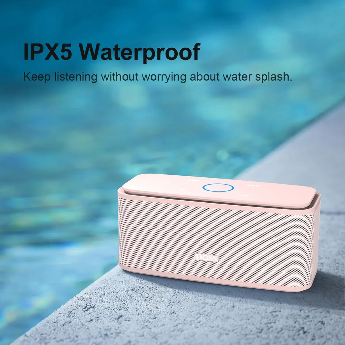 DOSS SoundBox Touch Portable Wireless Bluetooth Speaker - 12W HD Sound, 20H Playtime, Light Pink | IPX5 Water-Resistant - view 4