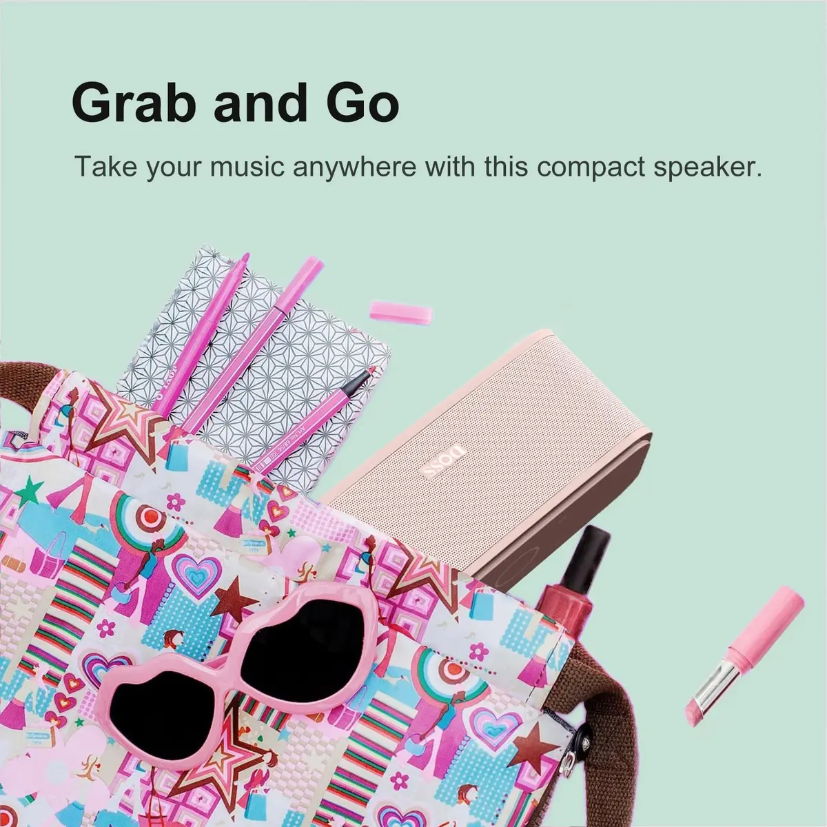 DOSS SoundBox Touch Portable Wireless Bluetooth Speaker - 12W HD Sound, 20H Playtime, Light Pink | IPX5 Water-Resistant - view 6