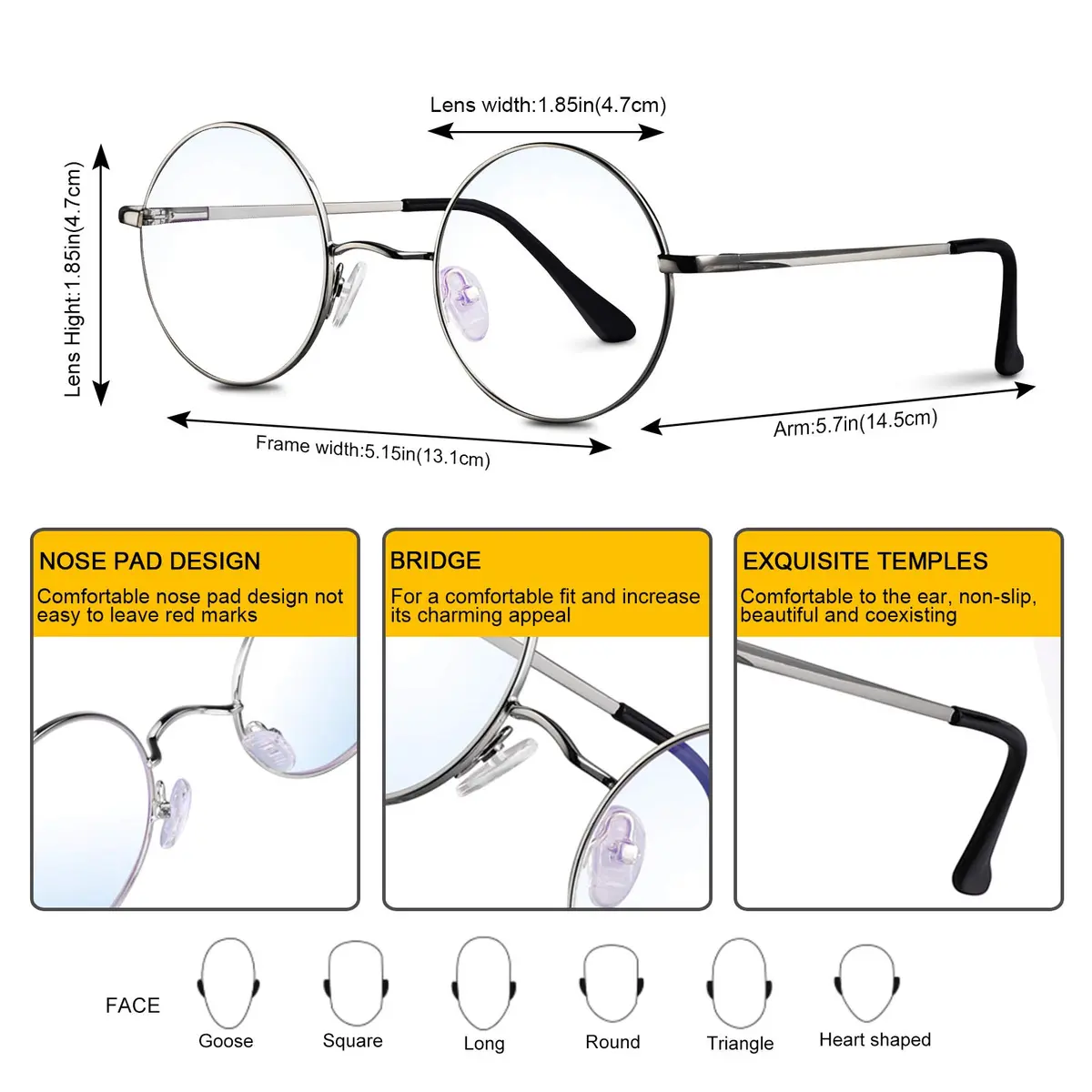 Brigtlaiff Blue Light Blocking Glasses for Men Women | 95% Blue Light Filter, Unisex Style, Silver Frame - view 5
