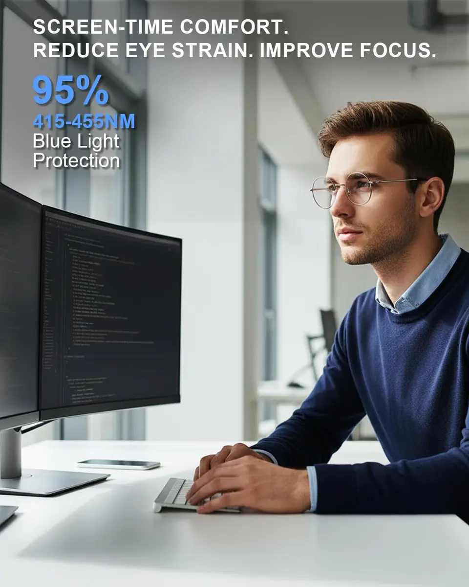 Brigtlaiff Blue Light Blocking Glasses for Men Women | 95% Blue Light Filter, Unisex Style, Silver Frame - view 2