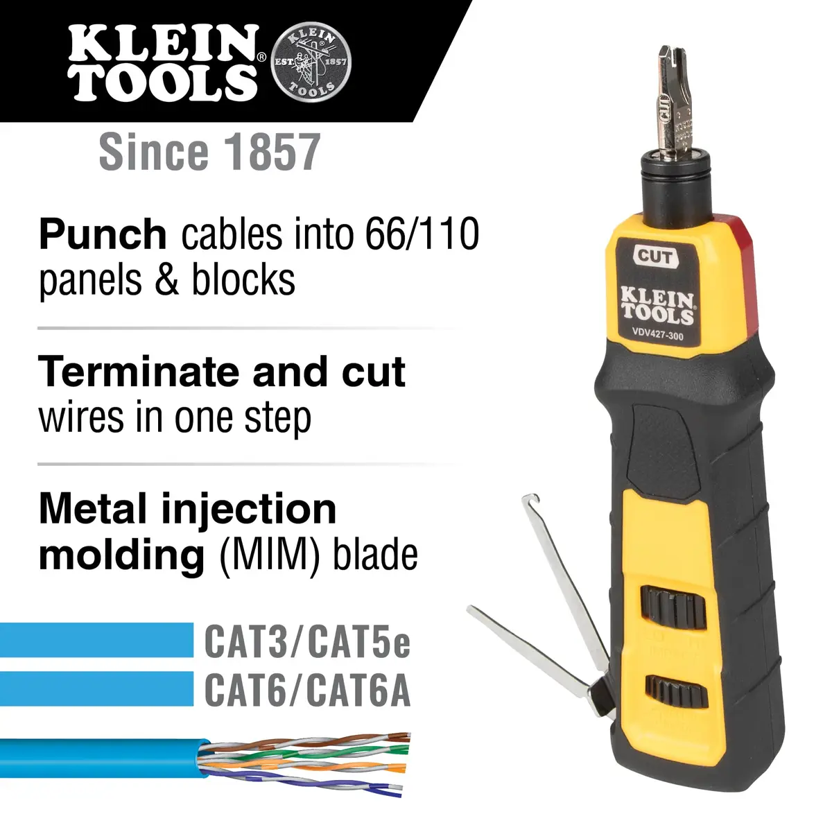 Klein Tools VDV427-300 Impact Punchdown Tool with 66/110 Blade | Precise CAT Cable Connections - view 2