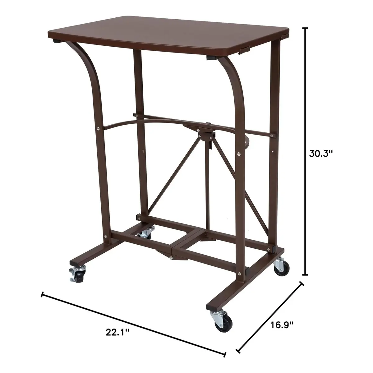 Origami RDP Small Foldable Laptop Trolley, Portable Desk with Wheels, Vintage Bronze | Compact, Mobile & Durable - view 2