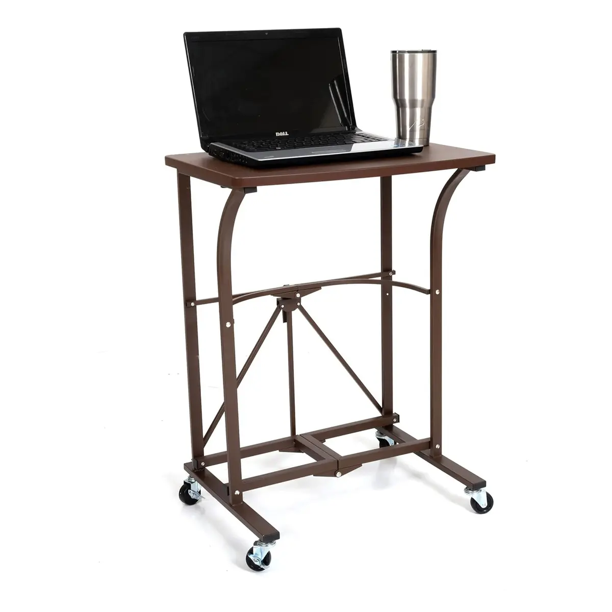 Origami RDP Small Foldable Laptop Trolley, Portable Desk with Wheels, Vintage Bronze | Compact, Mobile & Durable - view 3