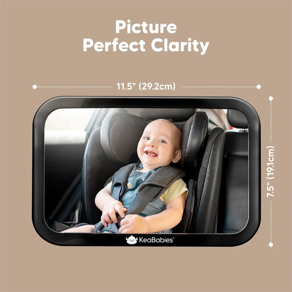 KeaBabies Baby Car Seat Mirror, Wide View, Shatterproof (Sleek Black) | 360° Adjustable, Crystal Clear, Easy Install - view 7