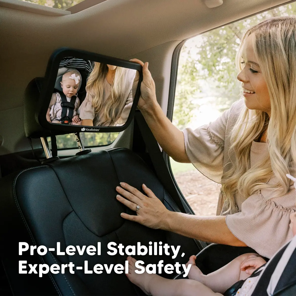 KeaBabies Baby Car Seat Mirror, Wide View, Shatterproof (Sleek Black) | 360° Adjustable, Crystal Clear, Easy Install - view 4