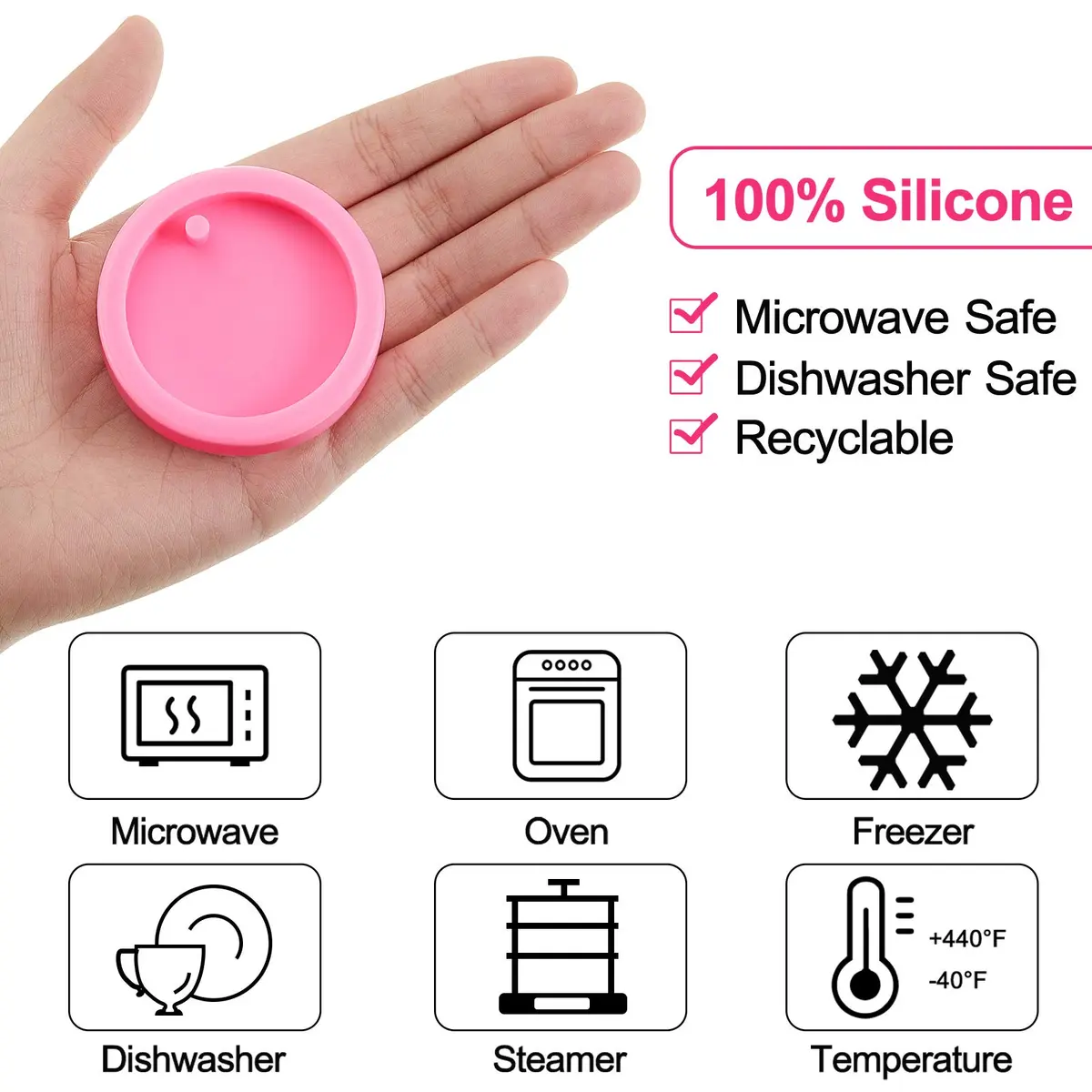 Boao 4 Pcs Round Keychain Molds Silicone Circle Epoxy Molds 5 cm Diameter | DIY Pendant Clay Keychains - view 5