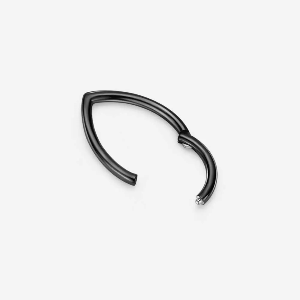 FANSING Black Septum Jewelry - 16g Teardrop Septum Hoop | Surgical Steel Piercing Ring, 10mm Inner Diameter, Hinged Clicker (70-120c) - view 4