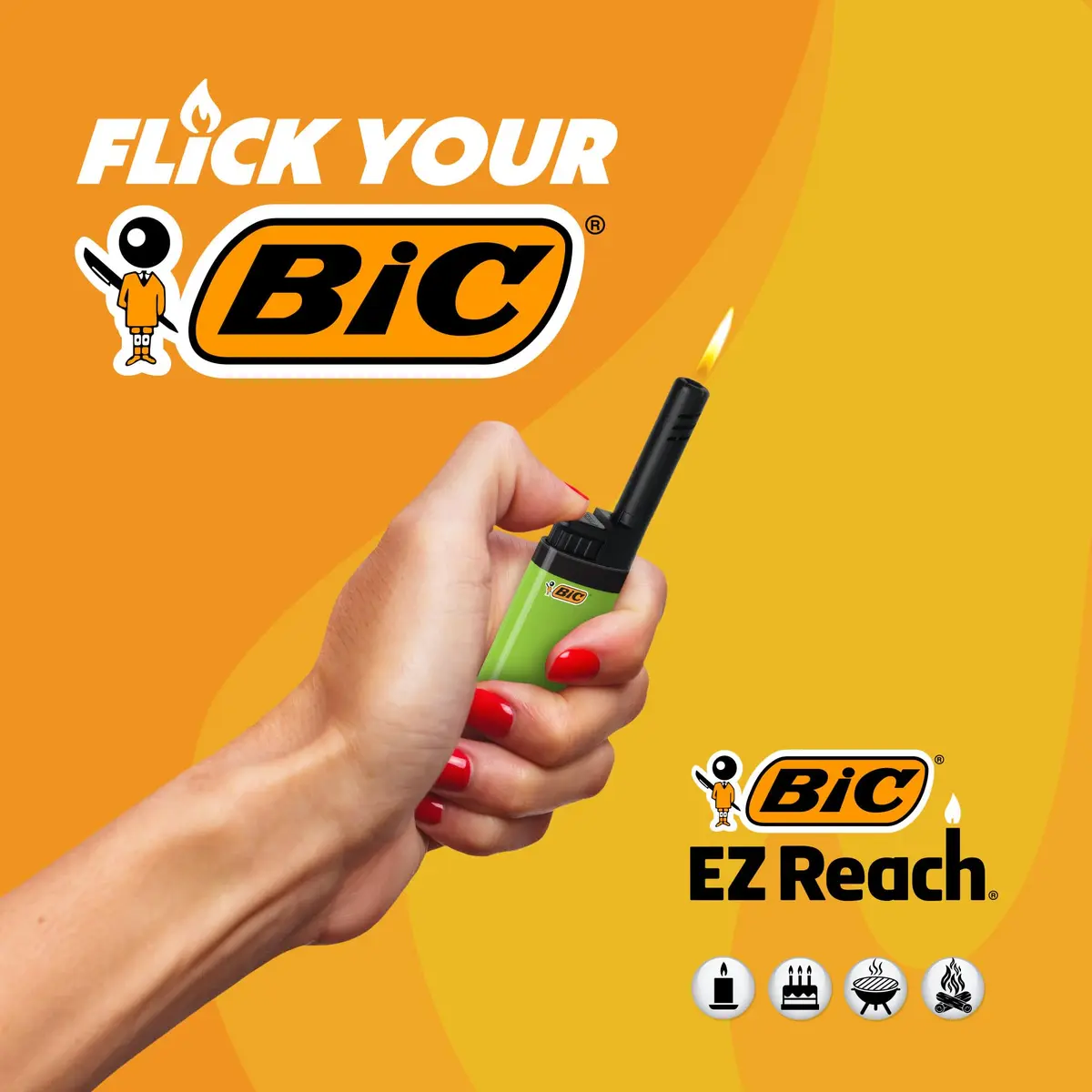 BIC EZ Reach Candle Lighter 6 Count Pack | Child-Resistant, Assorted Colors, 1.45-inch Wand for Candles & Grills - view 9