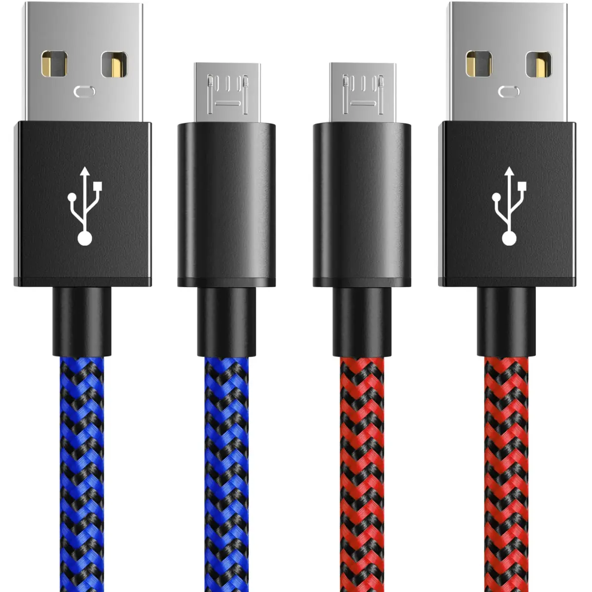 6amLifestyle PS4 Controller Charger Cable 2 Pack 10ft | Braided Nylon Micro USB Cord for PlayStation 4, Xbox One, Android Phones - main product image