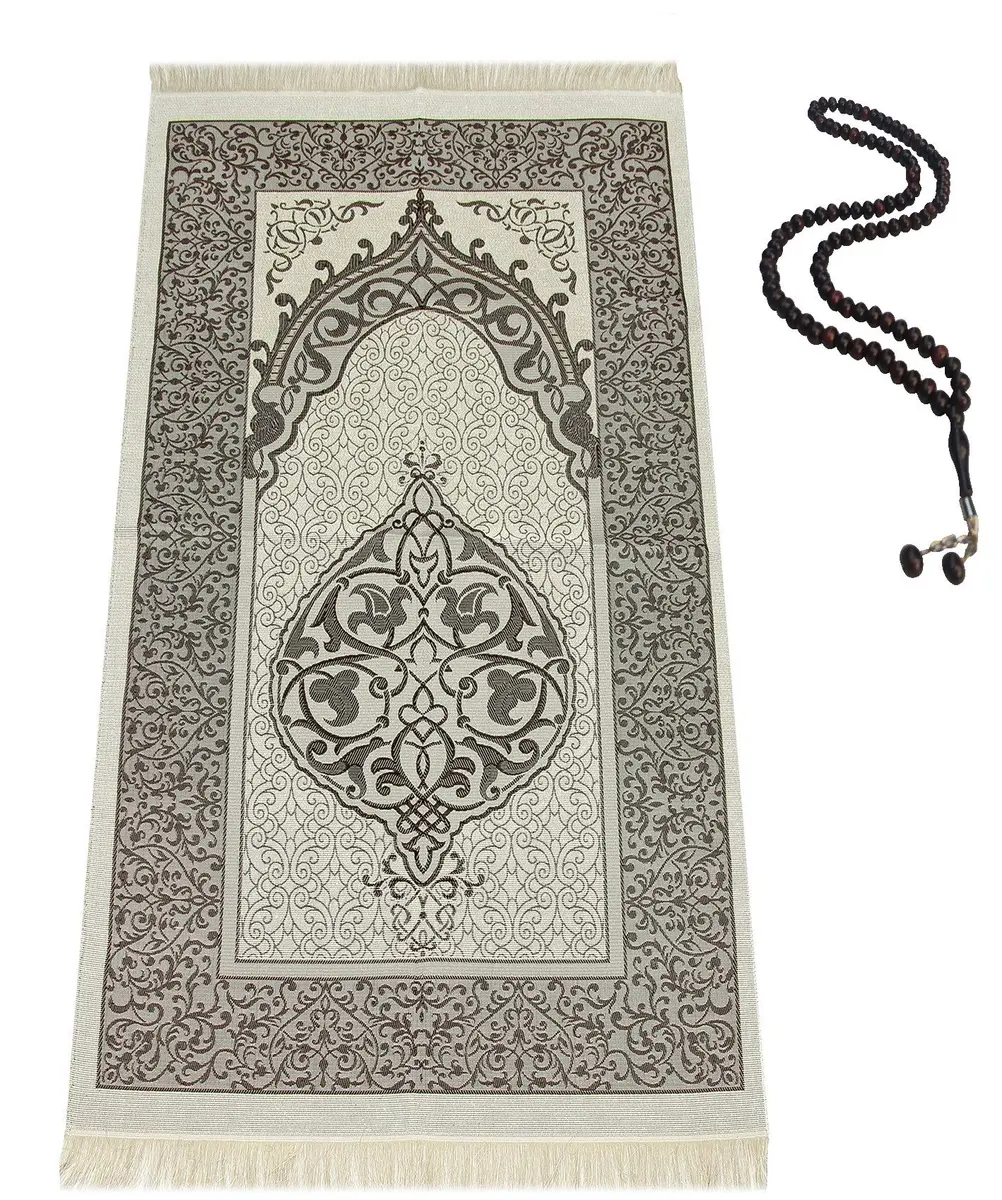 BAYKUL Muslim Prayer Rug Ottoman Design 115cm x 68cm | Handmade Turkish Velvet Prayer Mat for Men & Women - main product image