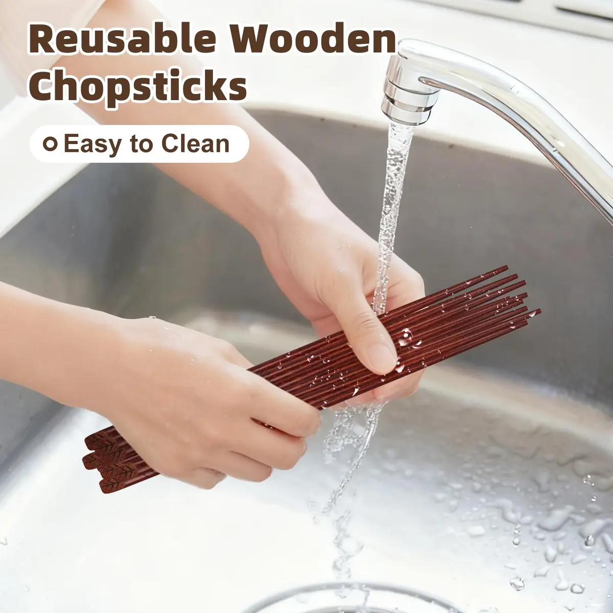 Antner Hardwood Chopsticks Japanese Style 22.8 cm (9 inches) | Natural Wood with Gift Box - view 9