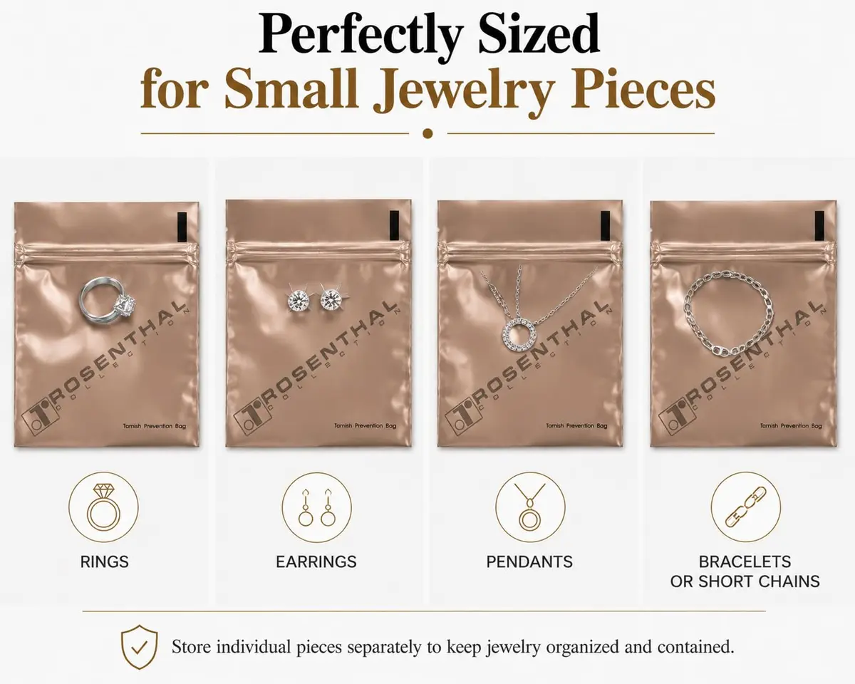 Rosenthal Collection Anti Tarnish Prevention Bags 5.08cm x 5.08cm (2" x 2") | Protects Silver for 3 Years - view 5