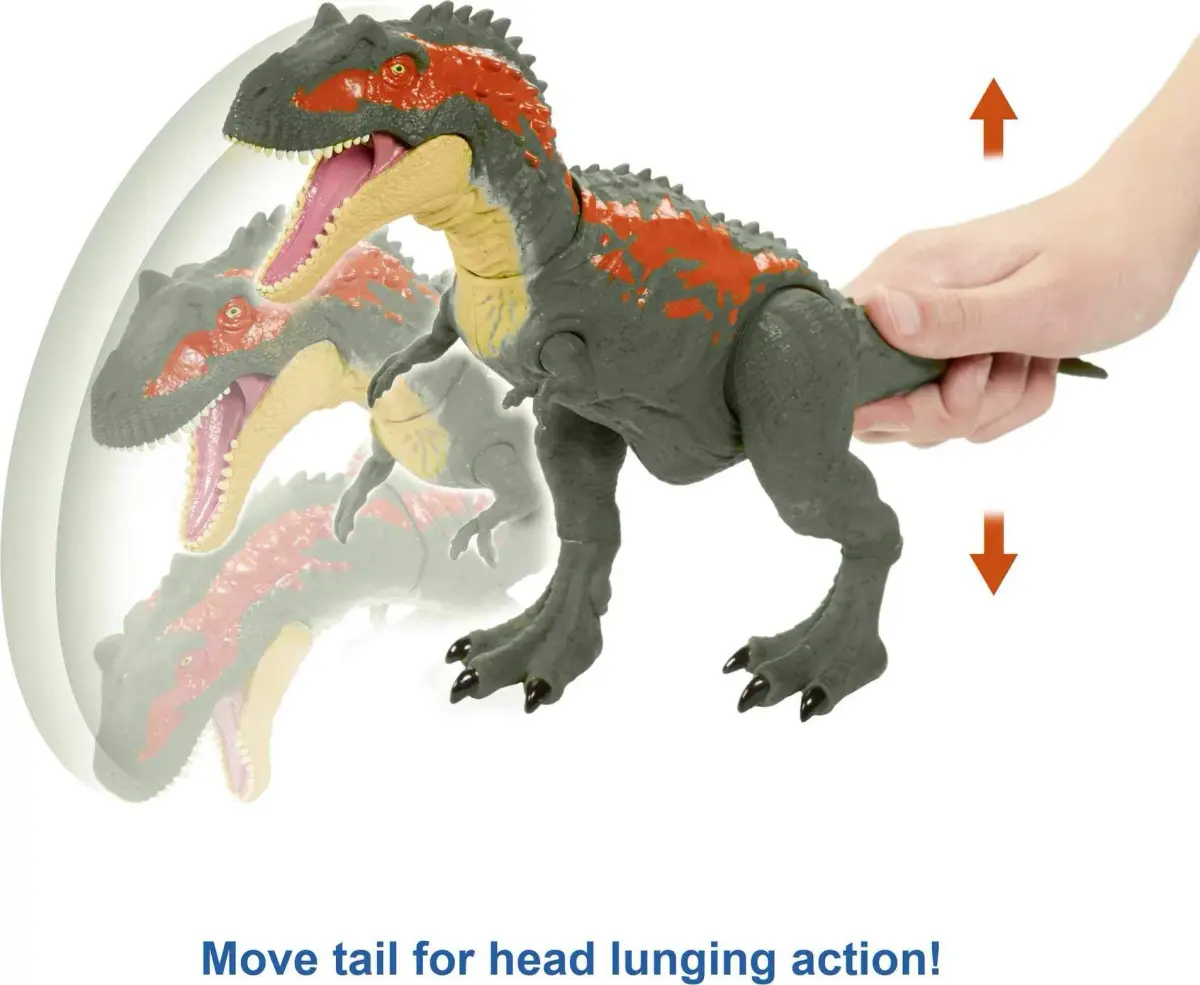 Mattel Jurassic World Massive Biters Sarcosuchus Dinosaur Action Figure | Tail-Activated Strike & Chomp Action - view 2