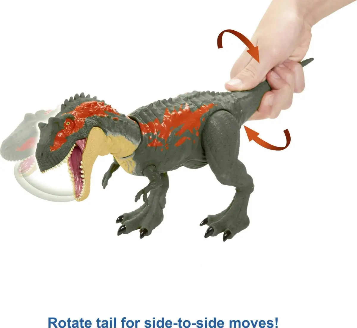 Mattel Jurassic World Massive Biters Sarcosuchus Dinosaur Action Figure | Tail-Activated Strike & Chomp Action - view 3