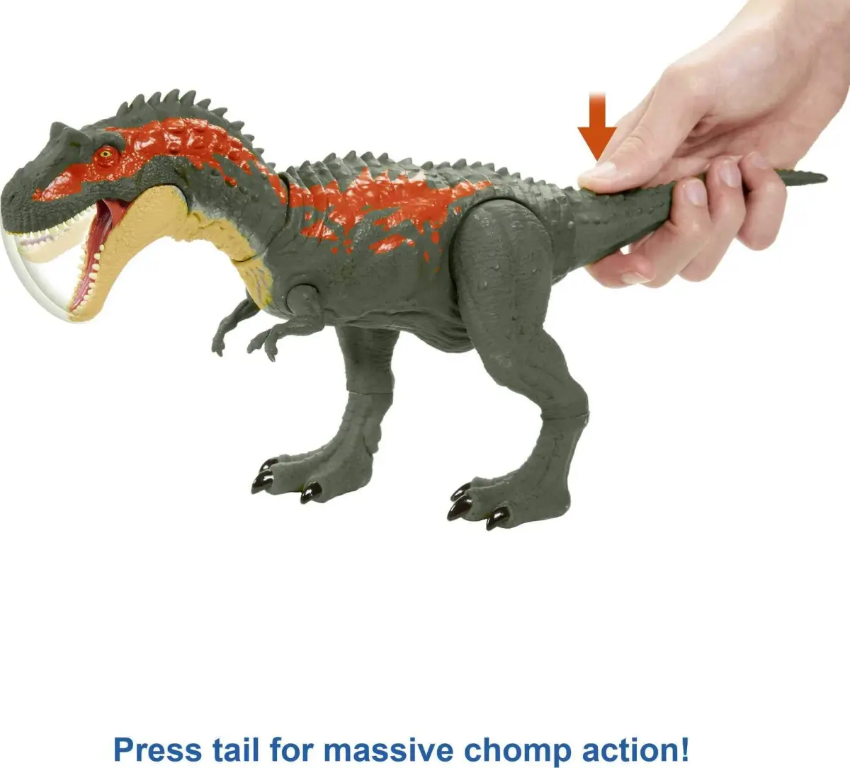 Mattel Jurassic World Massive Biters Sarcosuchus Dinosaur Action Figure | Tail-Activated Strike & Chomp Action - view 4