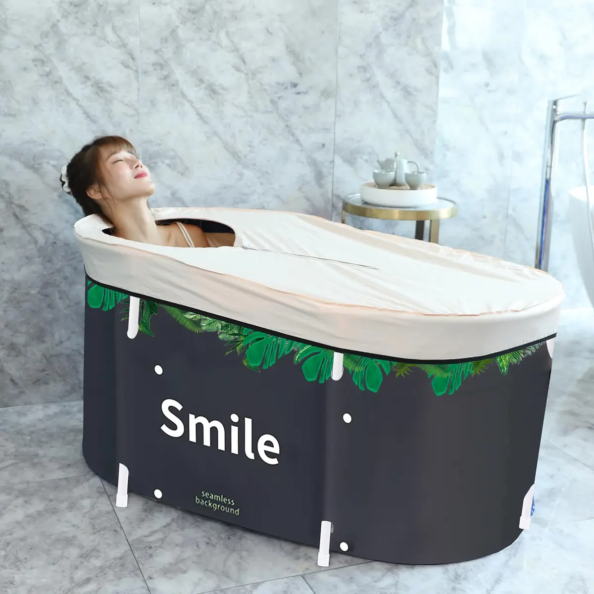 BDL Portable Foldable Soaking Bathtub for Small Spaces | Thermal & Environmentally Friendly, Easy to Store & Use - view 2