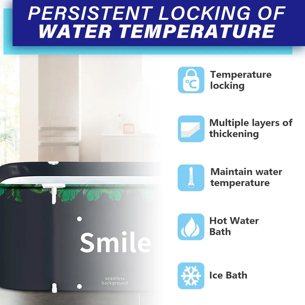BDL Portable Foldable Soaking Bathtub for Small Spaces | Thermal & Environmentally Friendly, Easy to Store & Use - view 3