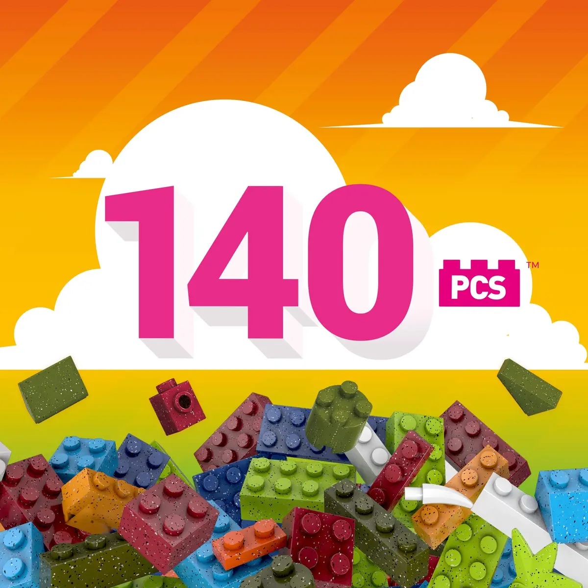 Mega Construx Kids Blocks Toy Set 140 pcs Speckled Colors | Creative Building Fun for Ages 4+ - view 4