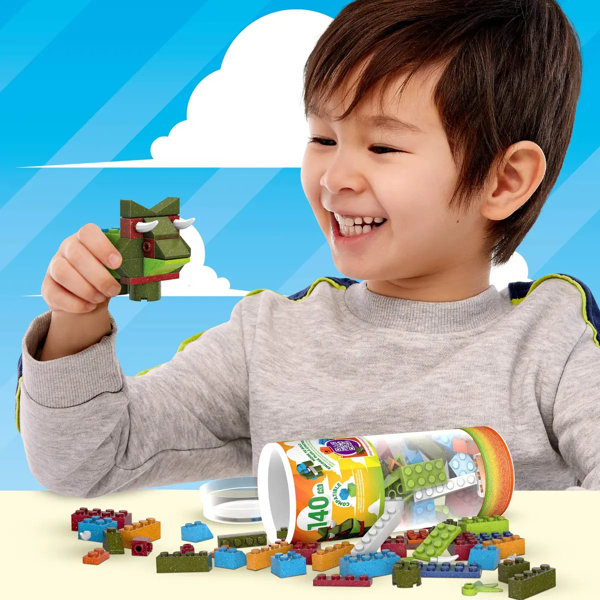 Mega Construx Kids Blocks Toy Set 140 pcs Speckled Colors | Creative Building Fun for Ages 4+ - view 3