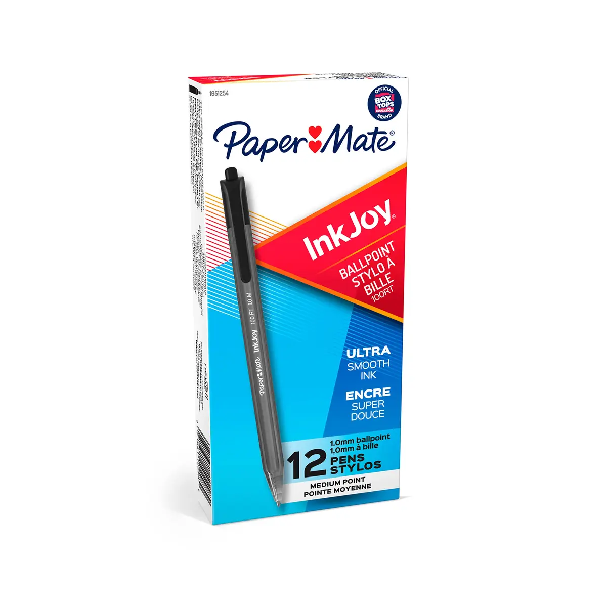 Paper Mate InkJoy 100RT Retractable Ballpoint Pens, Medium Point, Black, Box of 12 | Smooth Ink & Reliable Lines - main product image