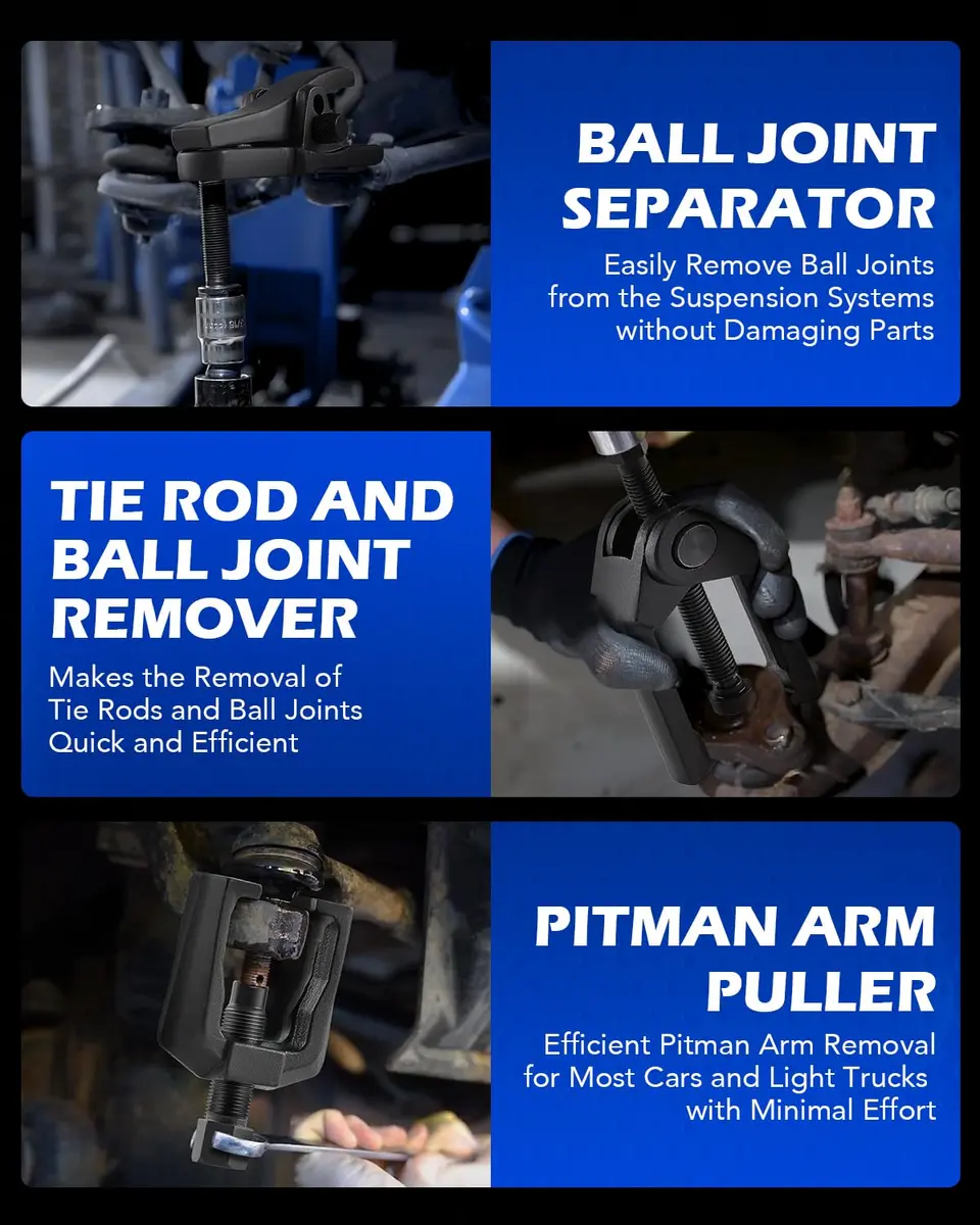 Orion Motor Tech Ball Joint Separator, Tie Rod End Tool Set, Pitman Arm Puller | Heavy-Duty Alloy, 5 Tools, Portable ABS Case - view 3