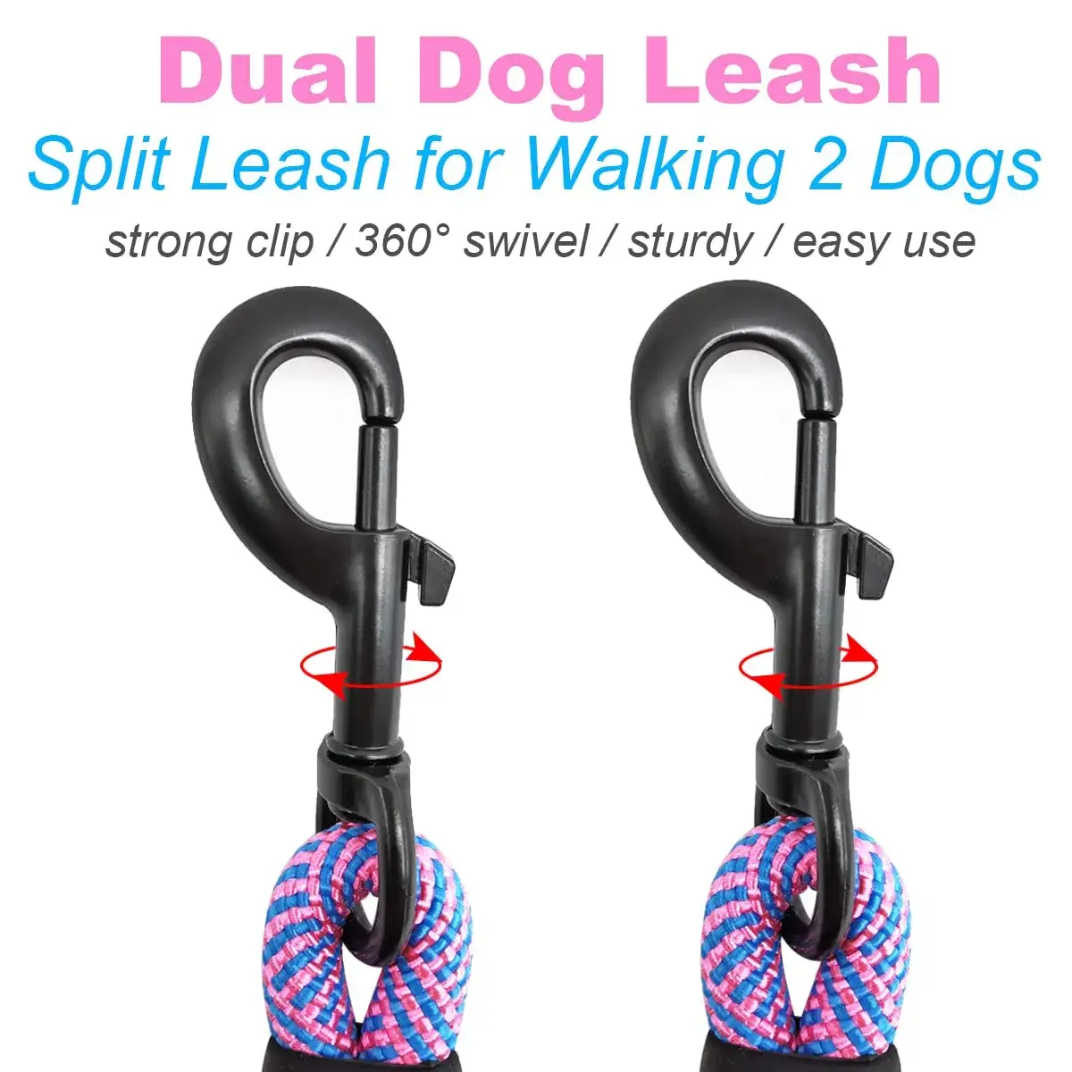 Mycicy Double Dog Leash Coupler 0.8cm (1/3") x 84cm (33") | Tangle-Free Dual Dog Lead for 4.5-16kg Dogs - view 4