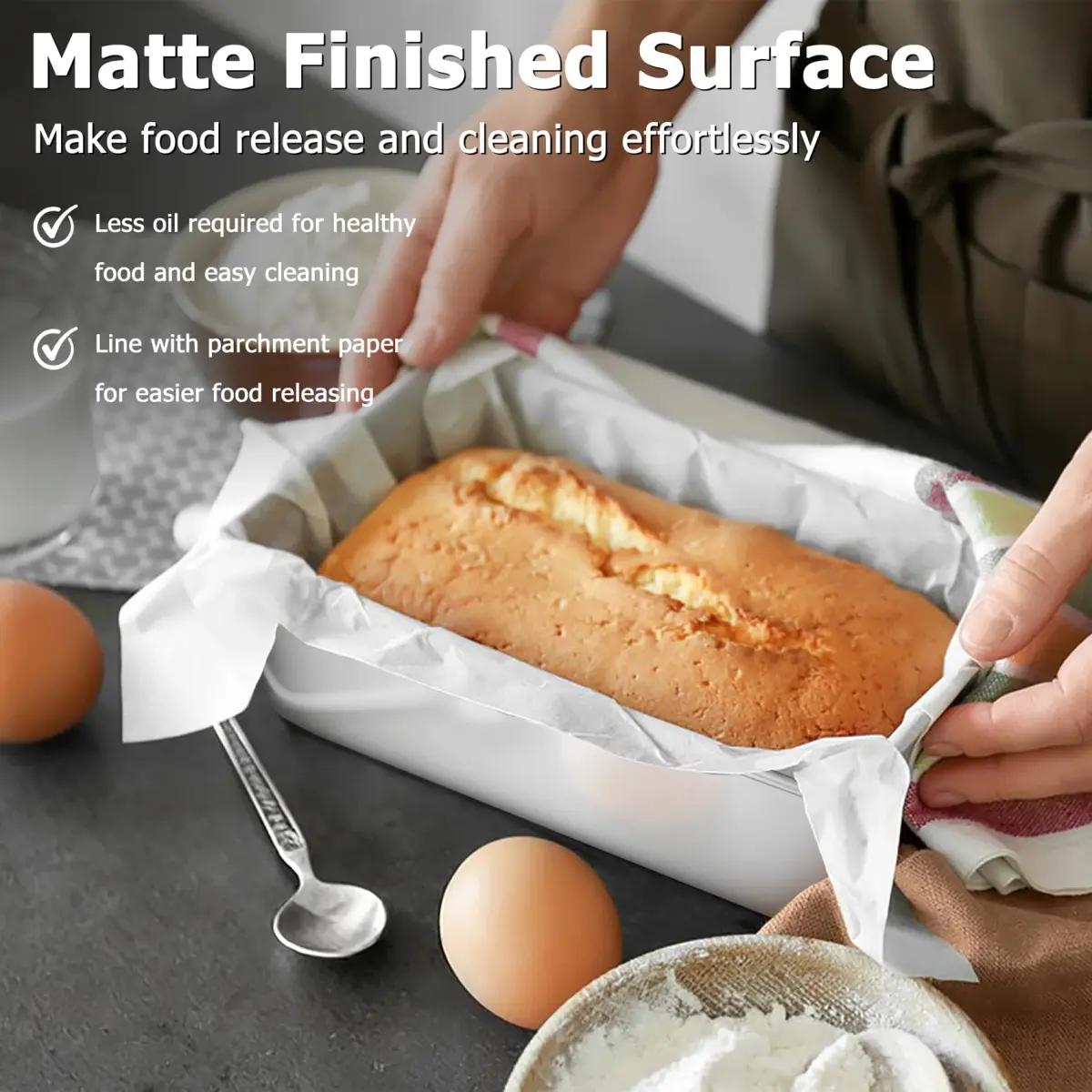 TeamFar Stainless Steel Loaf Pan 23cm x 13cm (9.25" x 5") | Healthy Non-Toxic Baking for Bread & Cakes - view 5