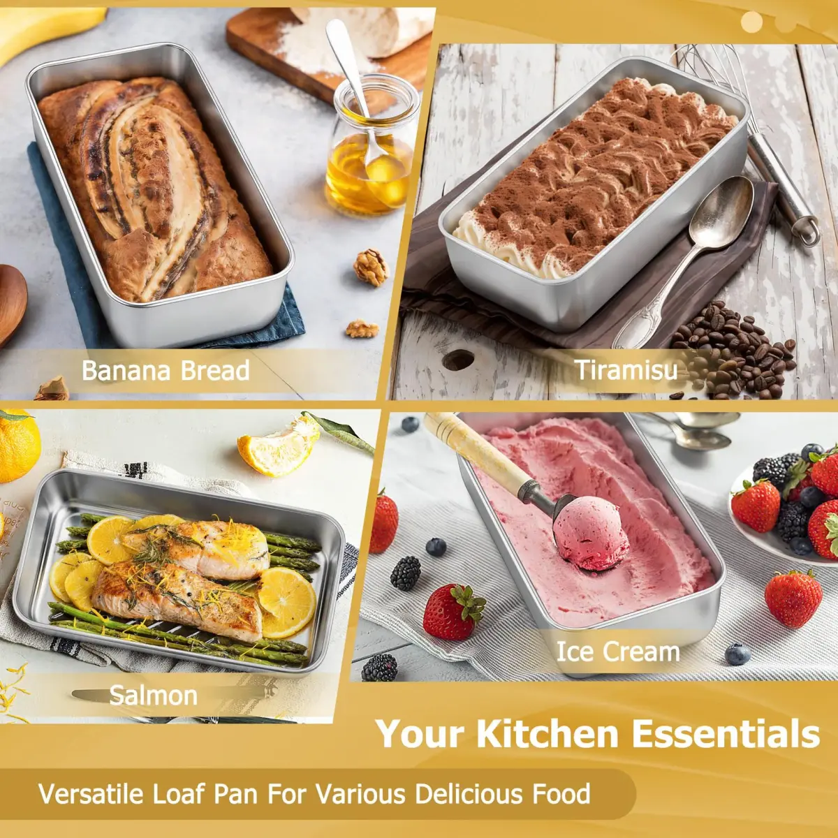 TeamFar Stainless Steel Loaf Pan 23cm x 13cm (9.25" x 5") | Healthy Non-Toxic Baking for Bread & Cakes - view 7