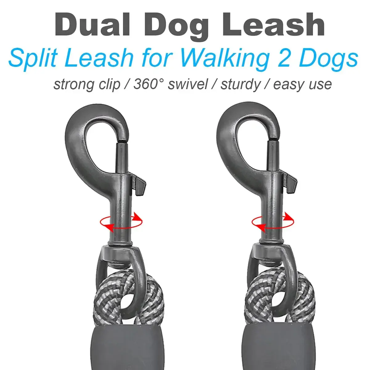 Mycicy Double Dog Leash Coupler 1/3" (0.84cm) x 33" (83.82cm) | Tangle-Free Dual Dog Lead Splitter for Small-Medium Dogs - view 4