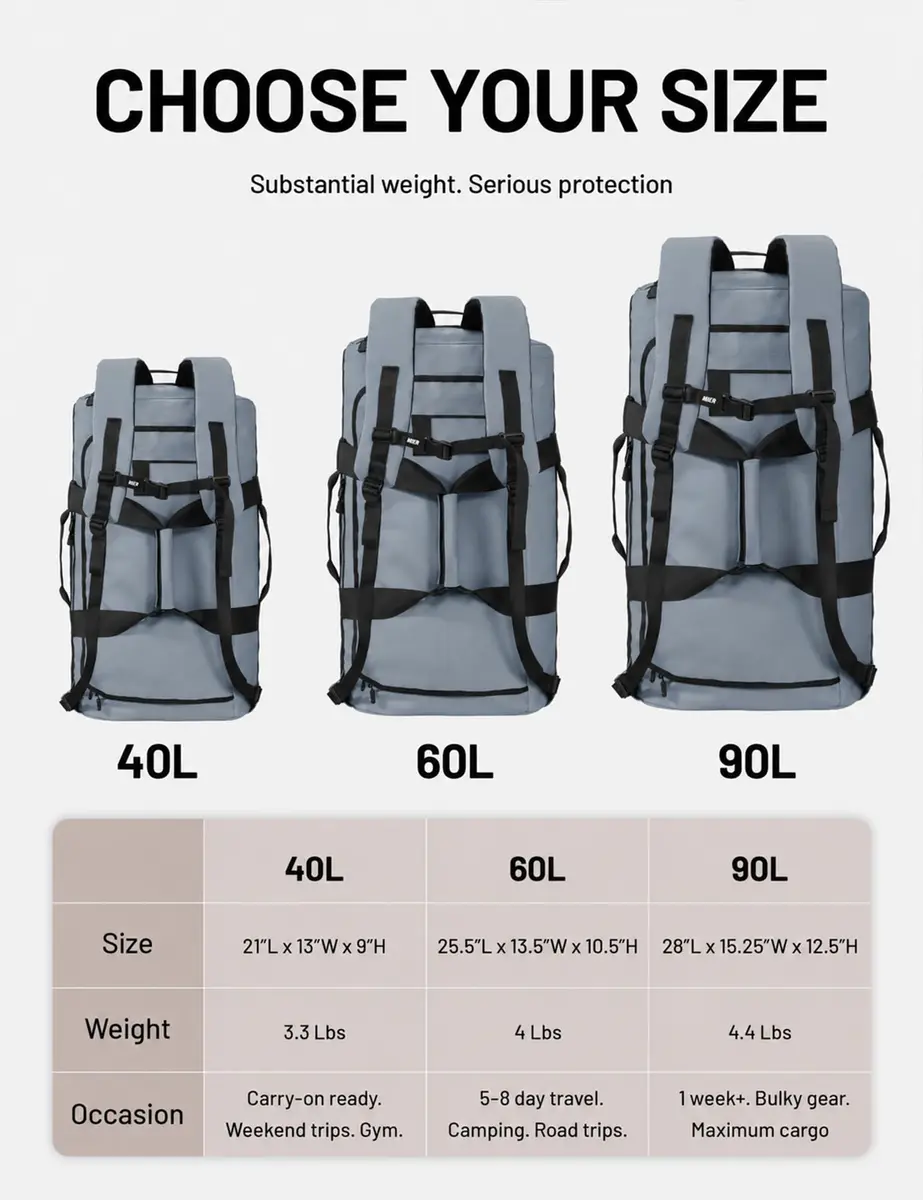 MIER Water Resistant Heavy Duty Duffel Bag 40L | Versatile Sports & Travel Companion - view 5