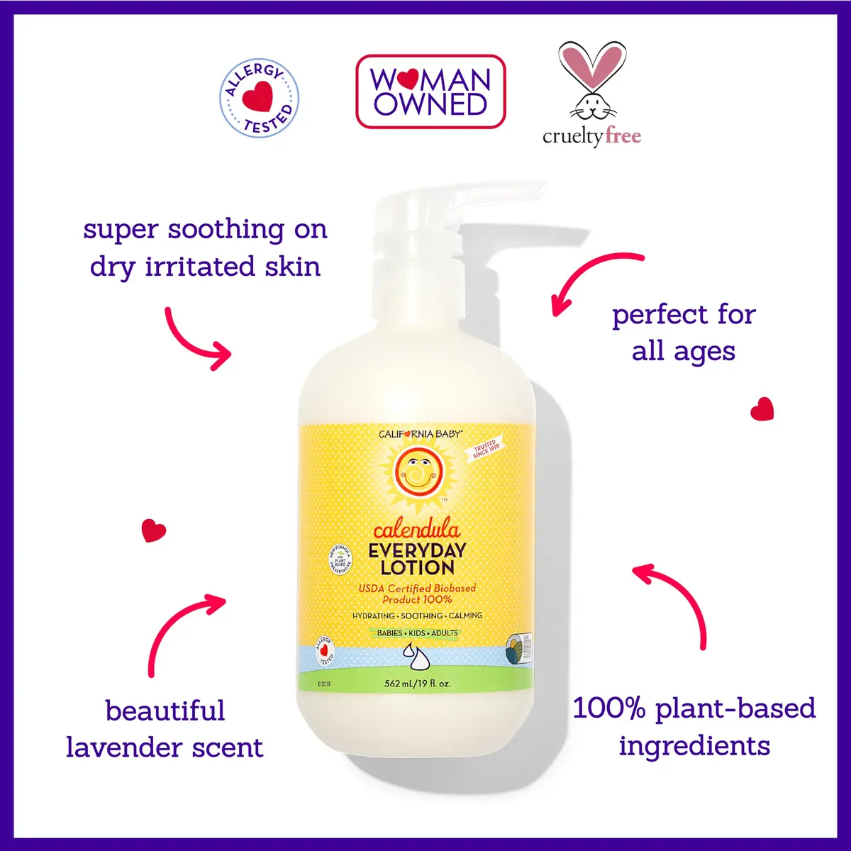 California Baby Calendula Lotion | 19 oz (562 ml) | USDA Certified 100% Plant-Based Moisturizer for Sensitive Skin - view 3