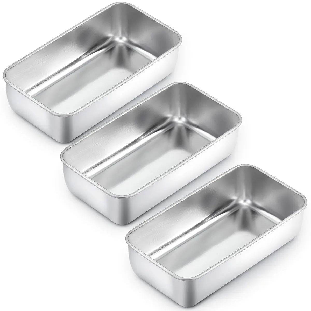 TeamFar Stainless Steel Loaf Pan Set of 3, 9.25 x 5 Inch (23.5 x 12.7 cm) | Healthy Baking for Bread & Meatloaf - main product image