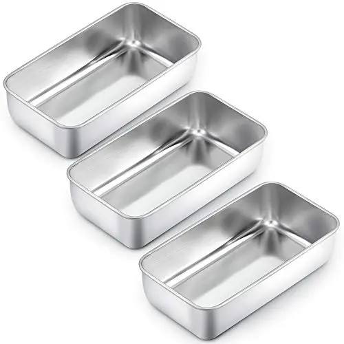 TeamFar Stainless Steel Loaf Pan Set of 3, 9.25 x 5 Inch (23.5 x 12.7 cm) | Healthy Baking for Bread & Meatloaf - main product image