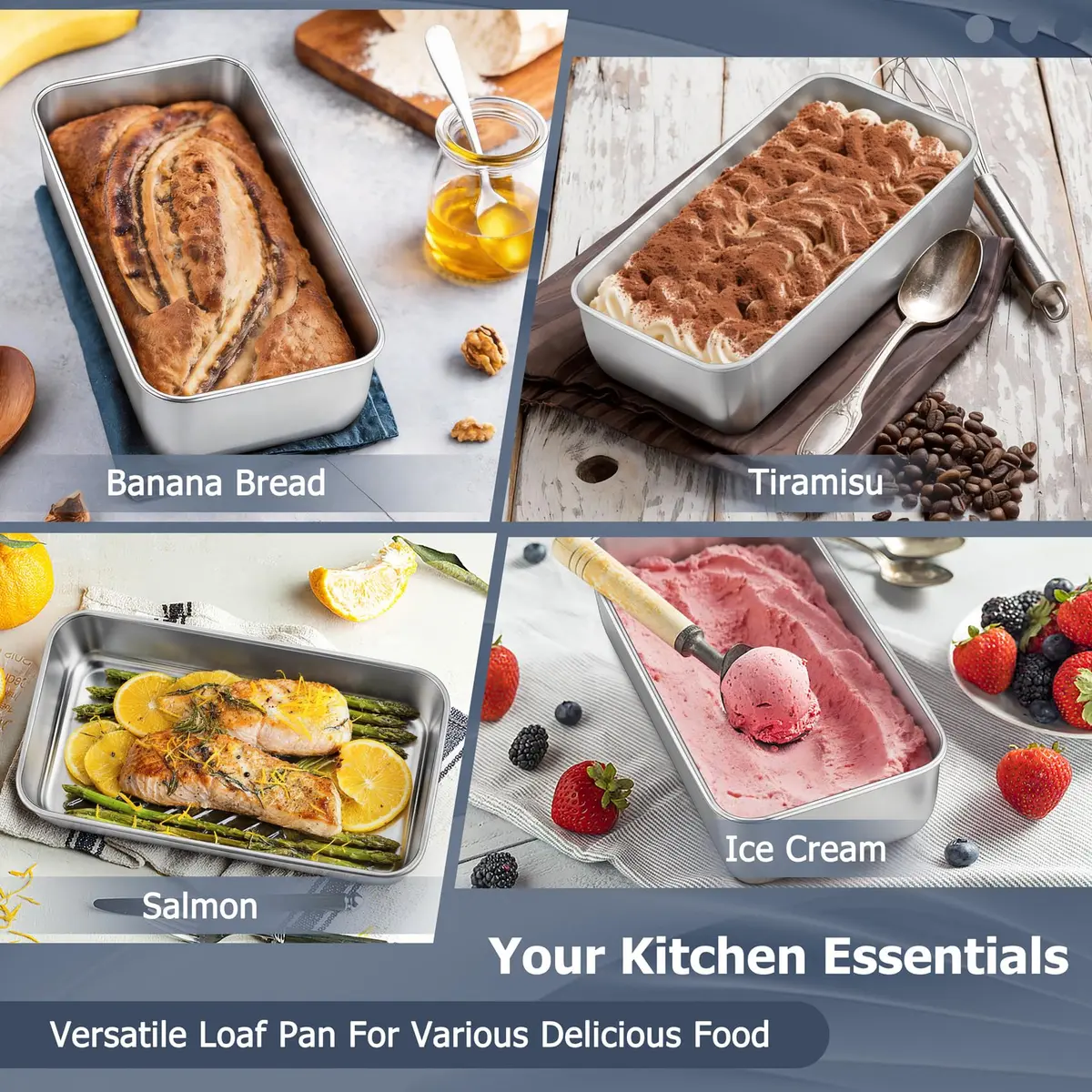 TeamFar Stainless Steel Loaf Pan Set of 3, 9.25 x 5 Inch (23.5 x 12.7 cm) | Healthy Baking for Bread & Meatloaf - view 7