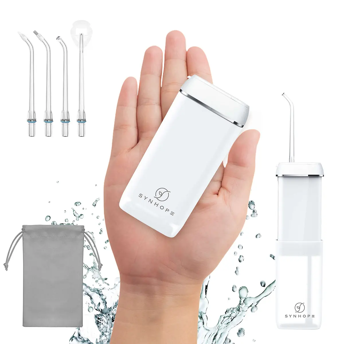 SYNHOPE White Cordless Portable Water Flosser 140ml (4.7 fl oz) | Deep Clean & Gum Health - main product image