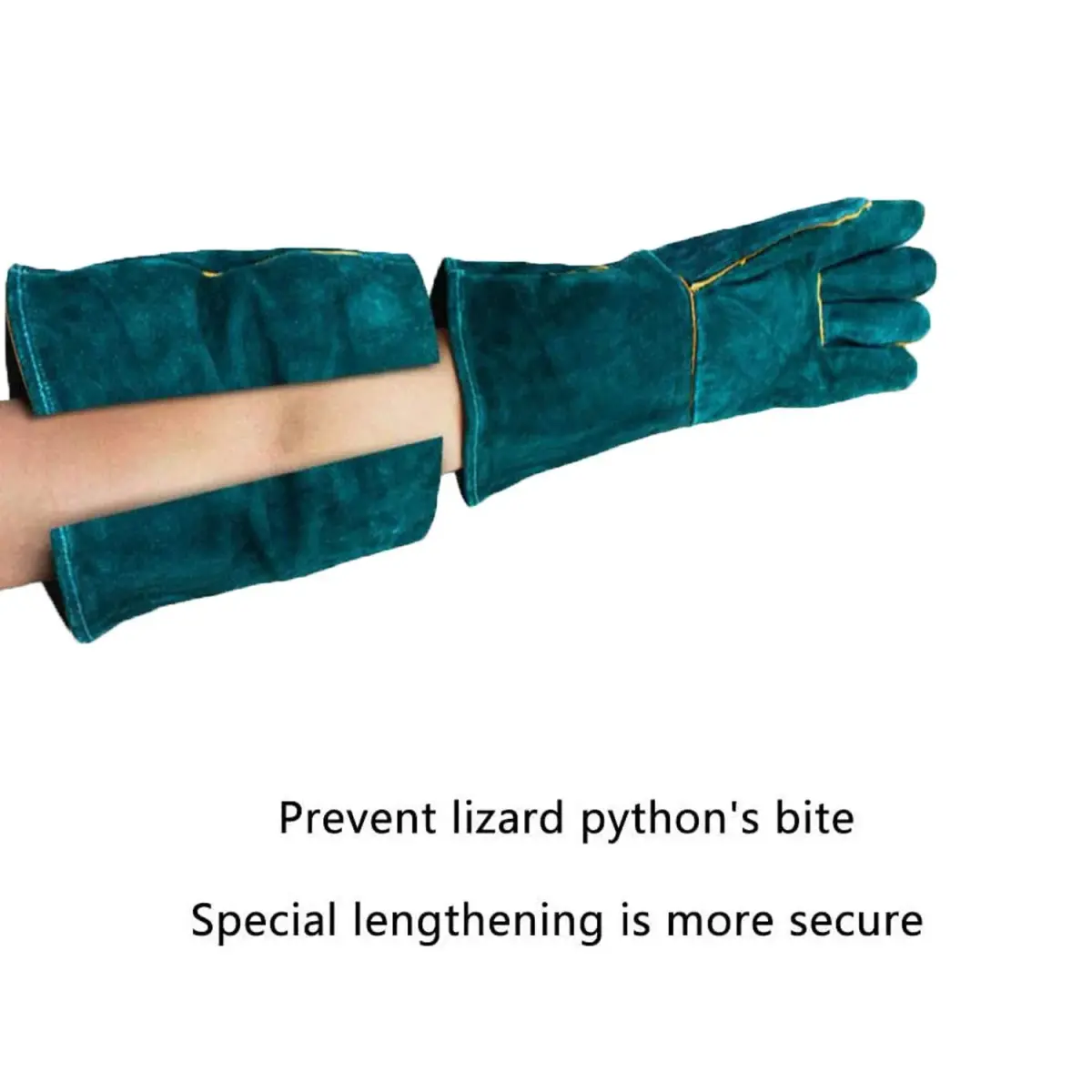 PeSandy Animal Handling Gloves 60cm (23.6 inch) Green | Bite & Scratch Resistant Cowhide - view 5