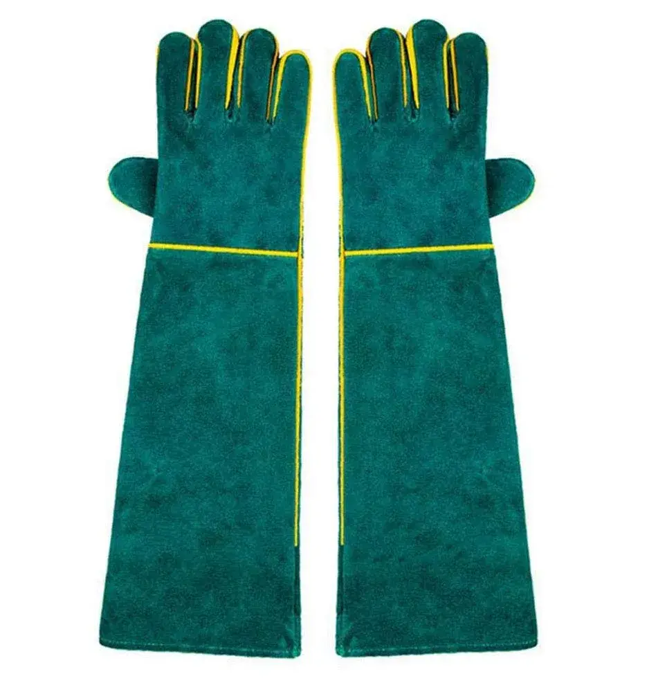 PeSandy Animal Handling Gloves 60cm (23.6 inch) Green | Bite & Scratch Resistant Cowhide - view 9