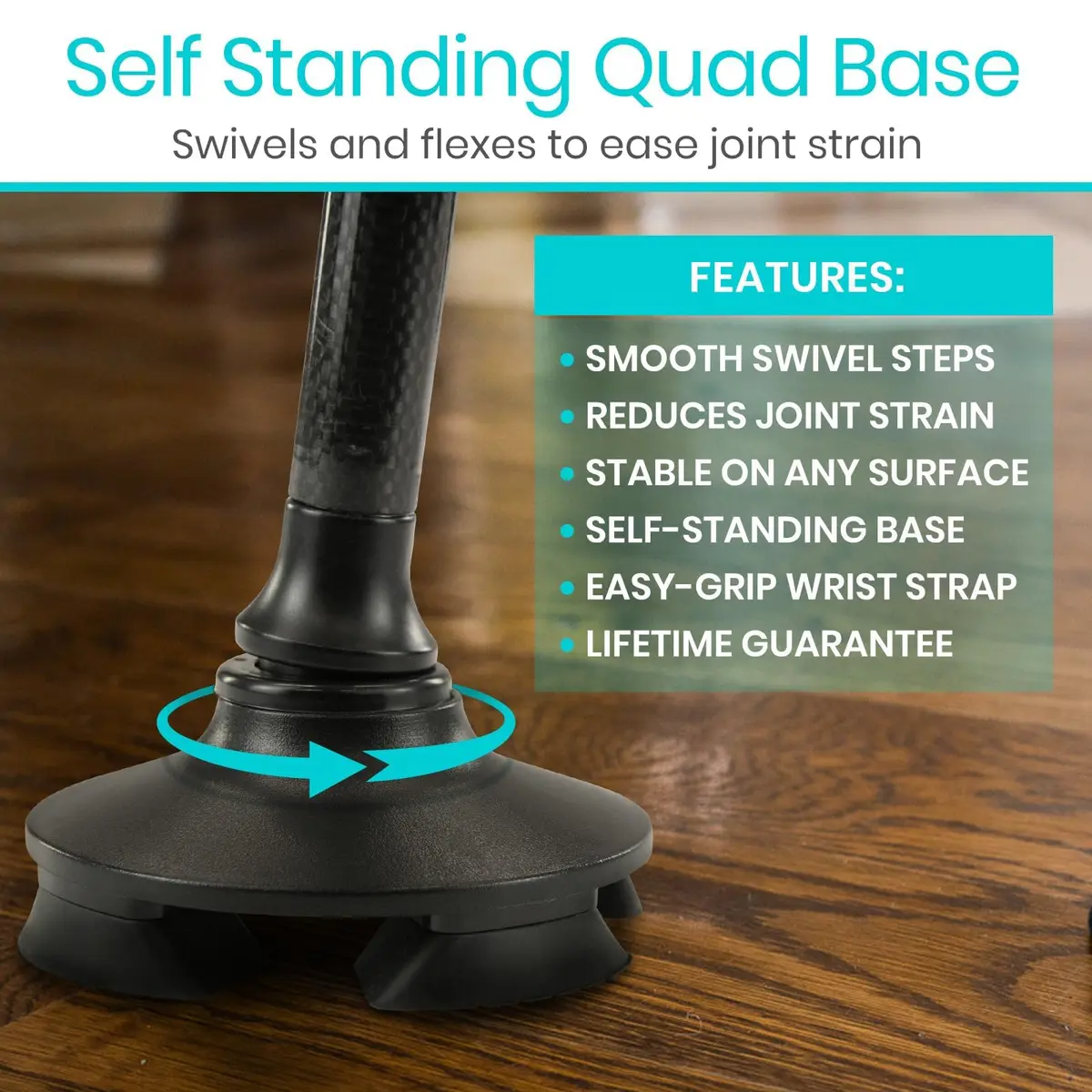 Vive Carbon Fiber Standing Cane - Heavy Duty Walking Stick for Men & Women | Self-Standing, Adjustable, Lightweight - view 6