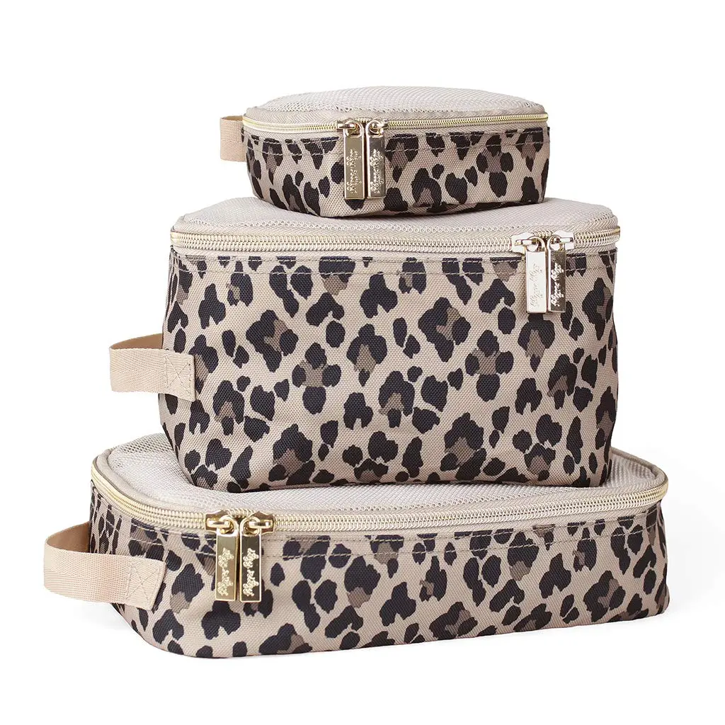 Itzy Ritzy Packing Cubes for Travel, Set of 3 Travel Organizers (Leopard) | Stylish & Space-Efficient - main product image